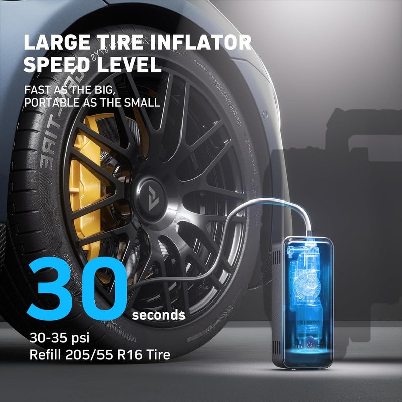 Denix MotorX Tire Inflator Portable Air Compressor 2nd Generation, Large Tire Inflator Speed Level 30 Seconds Fast Inflation Air Pump, 15000mAh Battery Capacity, 65W 5X Fast Charging, Deluxe Package. - Image 1